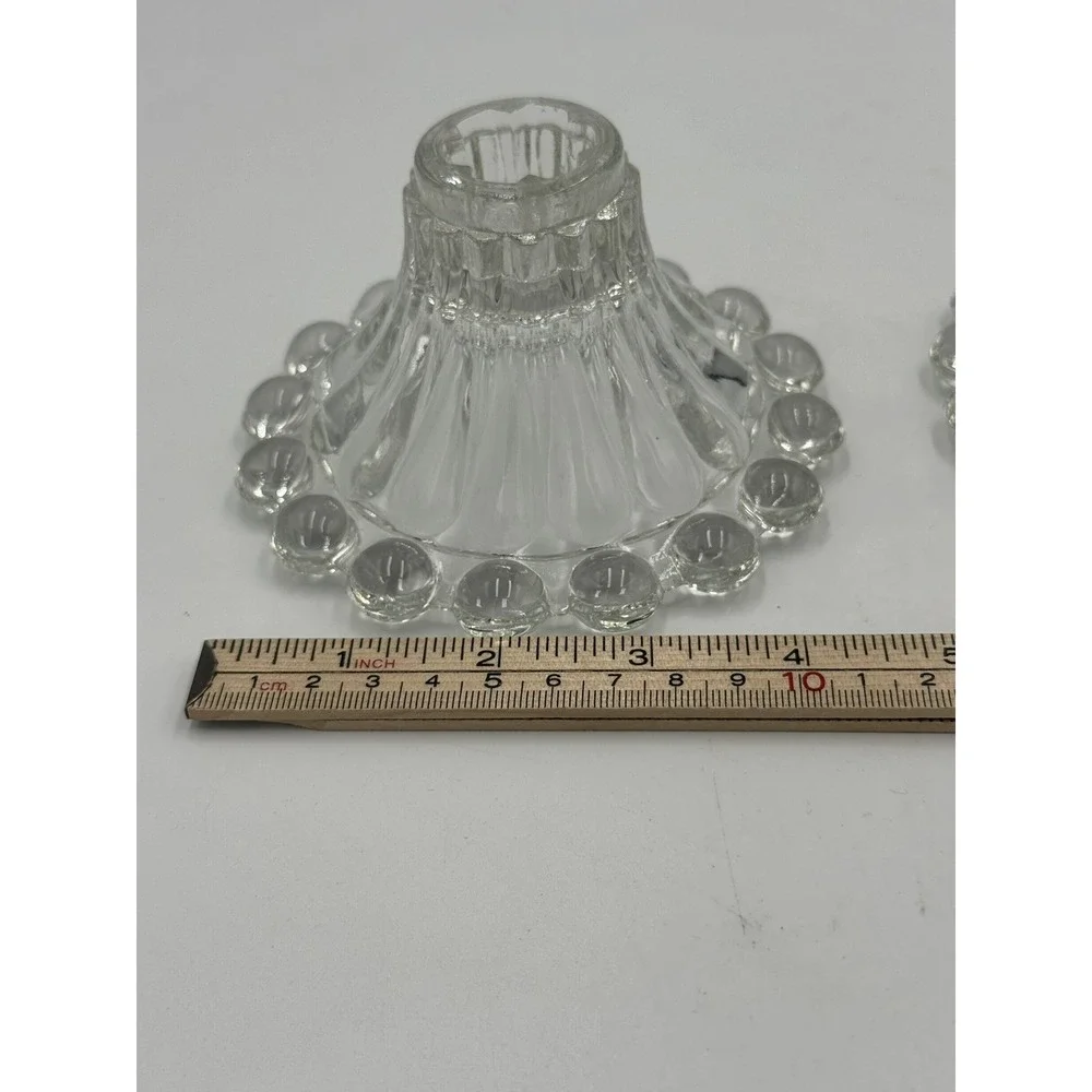 Vintage Anchor Hocking Boopie Berwick Clear Glass Bubble Candlestick Holder (2)